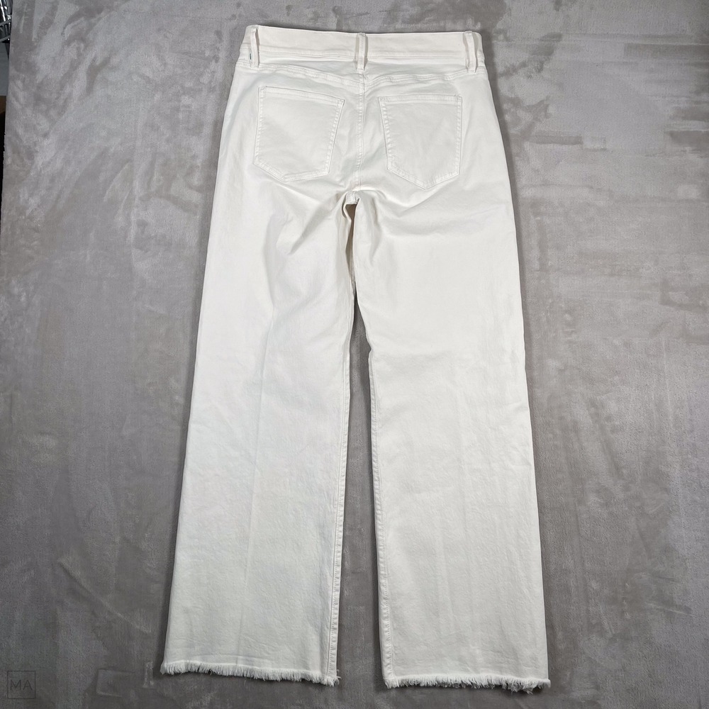 Ann Taylor Women's Jeans The Wide Leg Fringe Hem Neutral Casual 8 Cream - Picture 7 of 7
